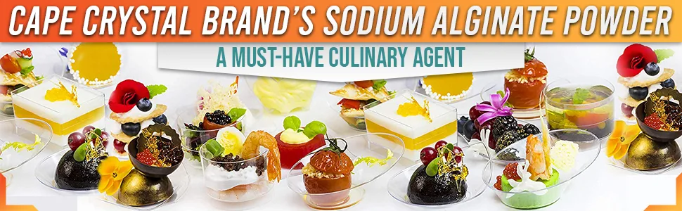Sodium Alginate 100% Food Grade | Natural Thickening Powder & Gelling Agent for Cooking ( 16 Oz) 1 Pound (Pack of 1) - Cape Crystal Brand
