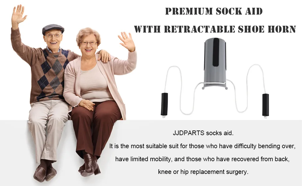 Sock Aid, Sock Aide Device for Seniors, Premium Sock Helper with Foam Handle and 32" Adjustable Cord for Women Men Senior and Disability - product information 2