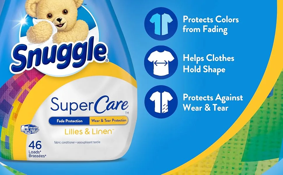 Snuggle SuperCare Liquid Fabric Softener, Lilies and Linen, 95 Ounce, 90 Loads - Snuggle SuperCare Liquid Fabric Softener