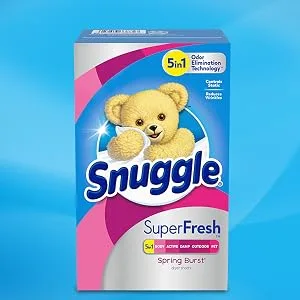 Snuggle Plus SuperFresh Fabric Softener Dryer Sheets with Static Control and Odor Eliminating Technology, Burst, White, 200 Count, Spring - laundry sheets