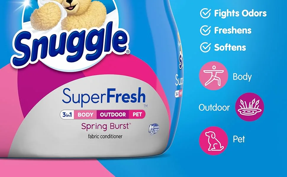 Snuggle Plus Super Fresh Liquid Fabric Softener, Spring Burst, 31.7 Fluid Ounce - superfresh snuggle