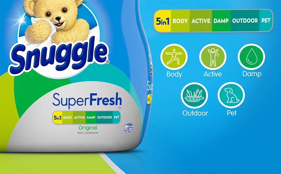 Snuggle Plus Super Fresh Liquid Fabric Softener with Odor Eliminating Technology, 95 Fluid Ounces (Packaging May Vary) - snuggle super fresh