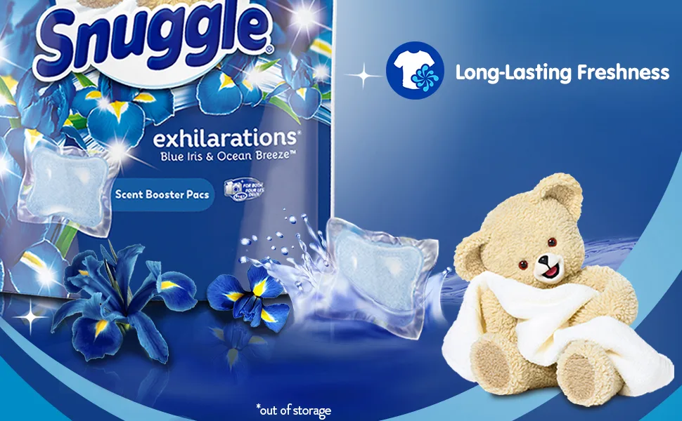 Snuggle Exhilarations In-Wash Laundry Scent Booster Pacs, Blue Iris Bliss, 20 Count - snuggle scent booster pacs