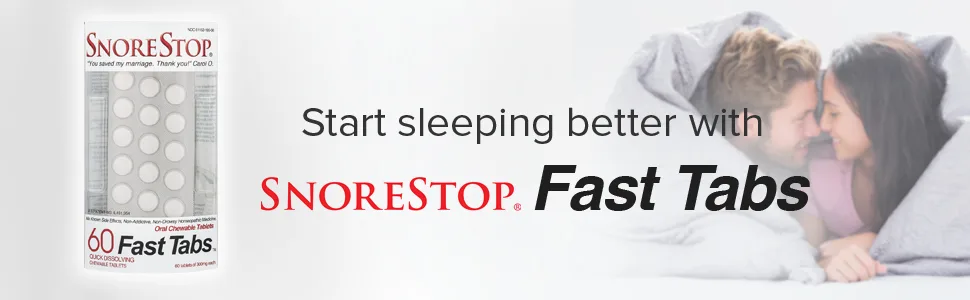 SnoreStop FastTabs Snoring Solution - Anti Snoring Oral Chewable Tablets, Device-Free Snore Stopper - Natural Snoring Relief, Breathe and Sleep Right - 60 Count - Module 5