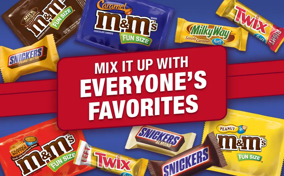 SNICKERS Variety Mix Fun Size Chocolate Candy Bars, 32.68-Ounce Bag - Mix it up with everyone