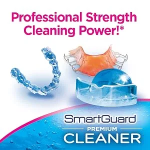 SmartGuard Premium Cleaner Crystals (110 Cleanings)- Removes Stain, Plaque & Bad Odor from Dentures, Clear Braces, Mouth Guard, Night Guard & Retainers. - professional strength cleaning power