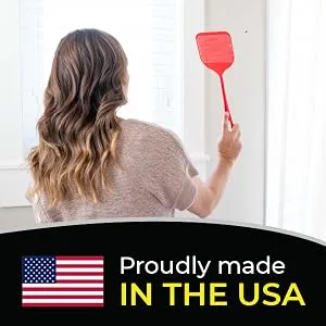 Smart Swatter Fly Swatters | Assorted Color 2 Pack | Picks UP The Bug w/ 904 Spikes | Patented & Made in The USA | Insects, Bugs and Fly Killer - Girl holding swatter