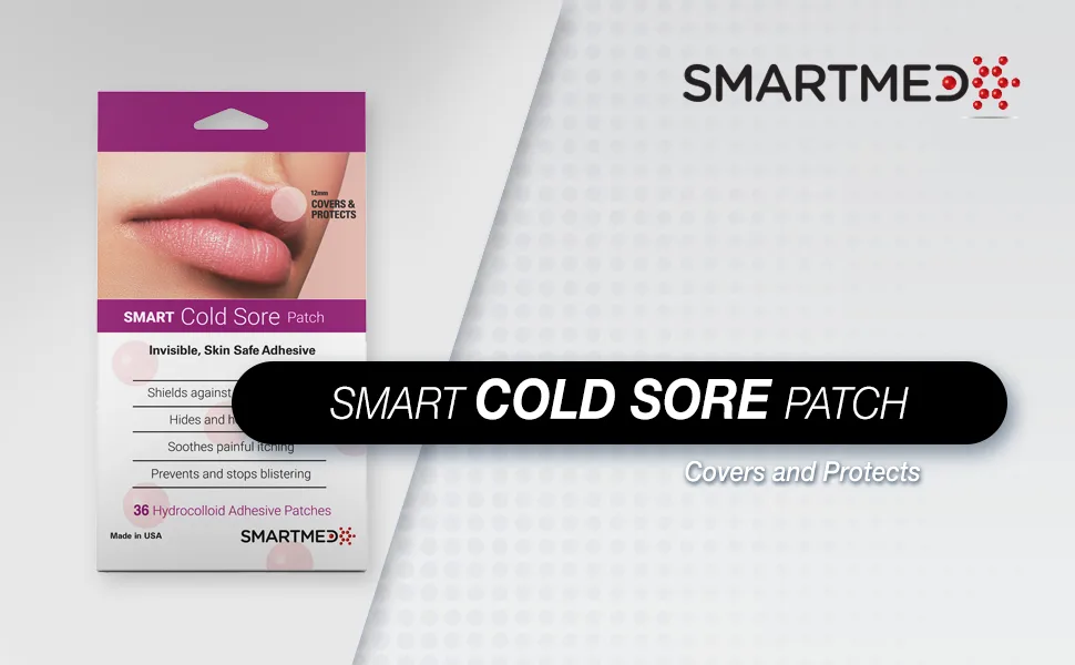 Smart Cold Sore Treatment Patch 36 ct | Soothe Itching and Burning | Discrete, Invisible, Skin Safe Adhesive - smartmed smart cold sore patch
