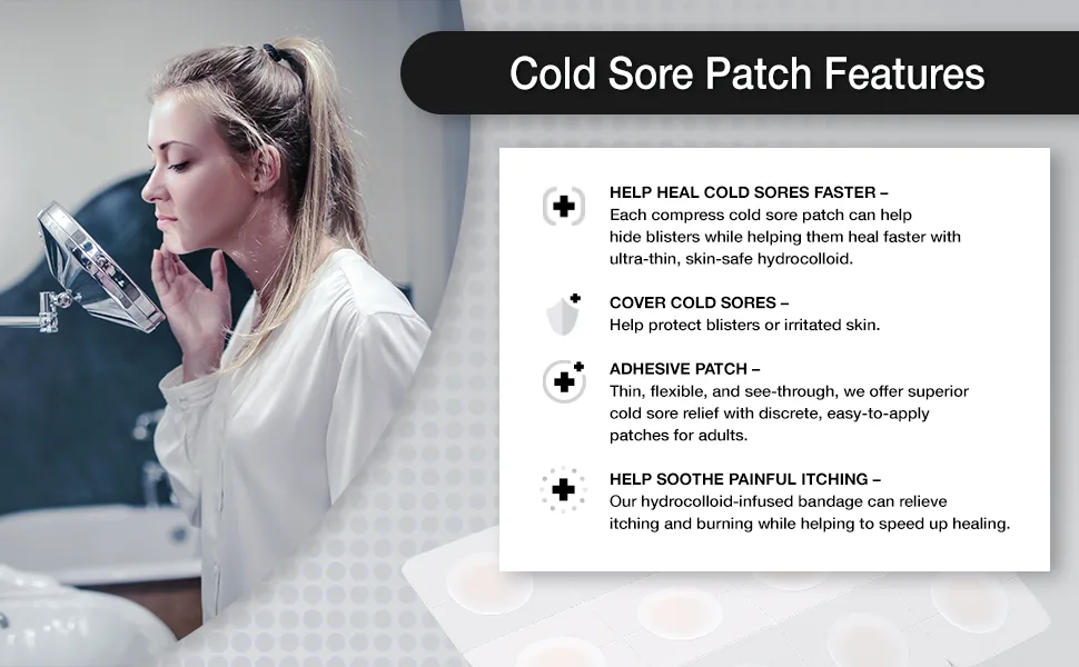 Smart Cold Sore Treatment Patch 36 ct | Soothe Itching and Burning | Discrete, Invisible, Skin Safe Adhesive - smartmed smart cold sore patch