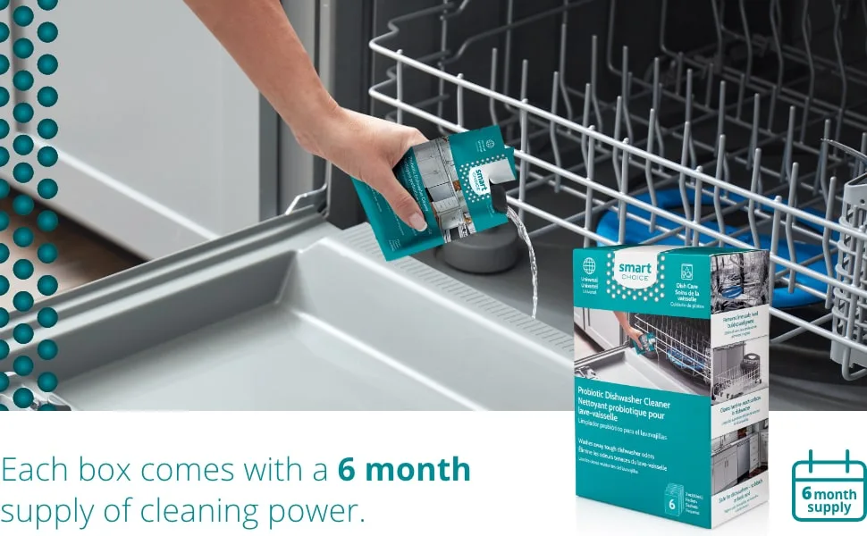 Smart Choice 10SCPROD02 Probiotic Dishwasher Cleaner, 6 Treatments - smart choice probiotic kitchen cleaner dishwasher