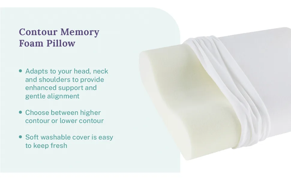 Sleep Innovations Memory Foam Contour Pillow, Standard Size, Head, Neck, and Shoulder Alignment, Side and Back Sleepers, Medium Support - Contour Memory Foam Pillow