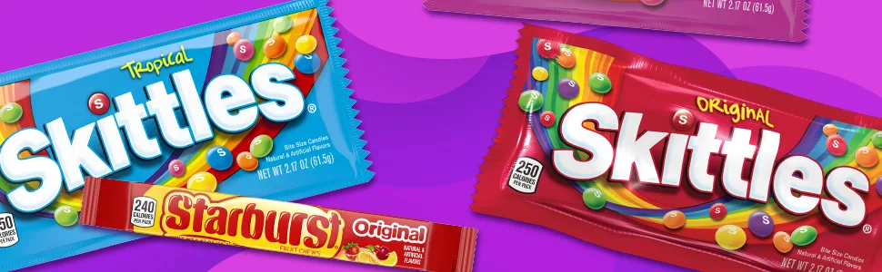 SKITTLES & STARBURST Valentine's Day Candy Full Size Variety Mix, 67.79-Ounce 30-Count Box - Hidden alt image text: SKITTLES bulk candy, STARBURST candy