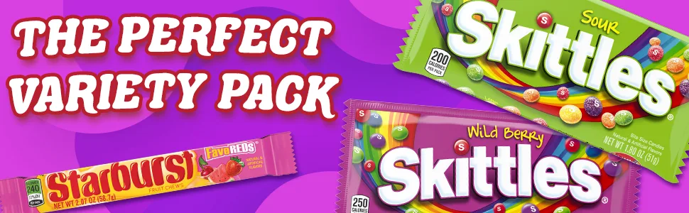 SKITTLES & STARBURST Valentine's Day Candy Full Size Variety Mix, 67.79-Ounce 30-Count Box - SKITTLES and STARBURST bulk full size candy