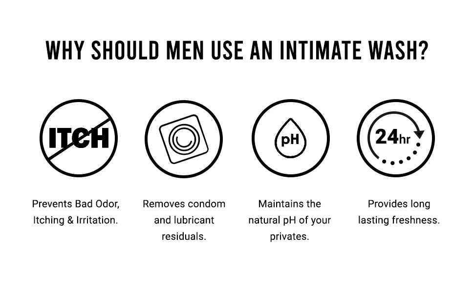 Skin Elements Men's Intimate Wash with Menthol (4.05 Fl Oz) | pH Balanced Foaming Private Part Cleaner | Prevents Itching, Irritation & Bad Odor - IW Benefits