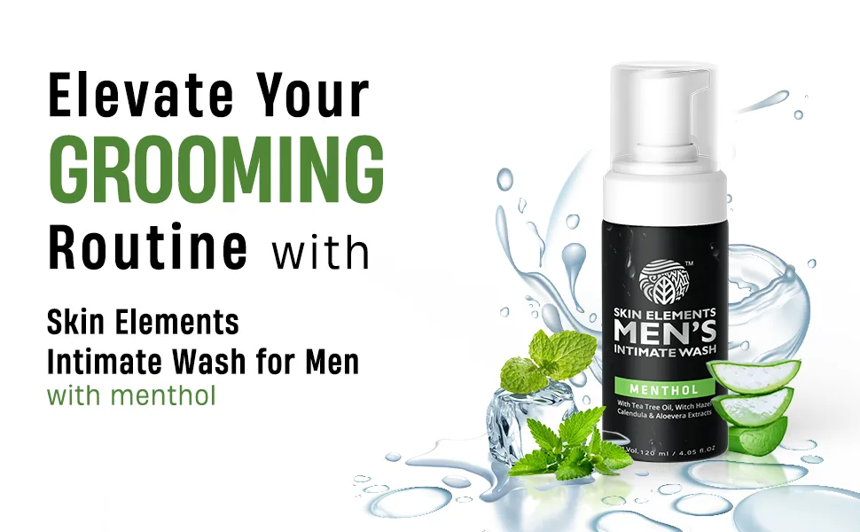 Skin Elements Men's Intimate Wash with Menthol (4.05 Fl Oz) | pH Balanced Foaming Private Part Cleaner | Prevents Itching, Irritation & Bad Odor - IW Menthol - 1