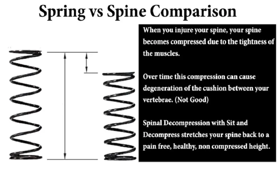 Sit and Decompress Back Stretcher Back Realigning Therapy Spine Decompression Back Traction Upright Inversion Table Made in USA Chiropractor Designed (Medium Harness No Bar) Medium (Pack of 1) - Sit and Decompress spring Comparison