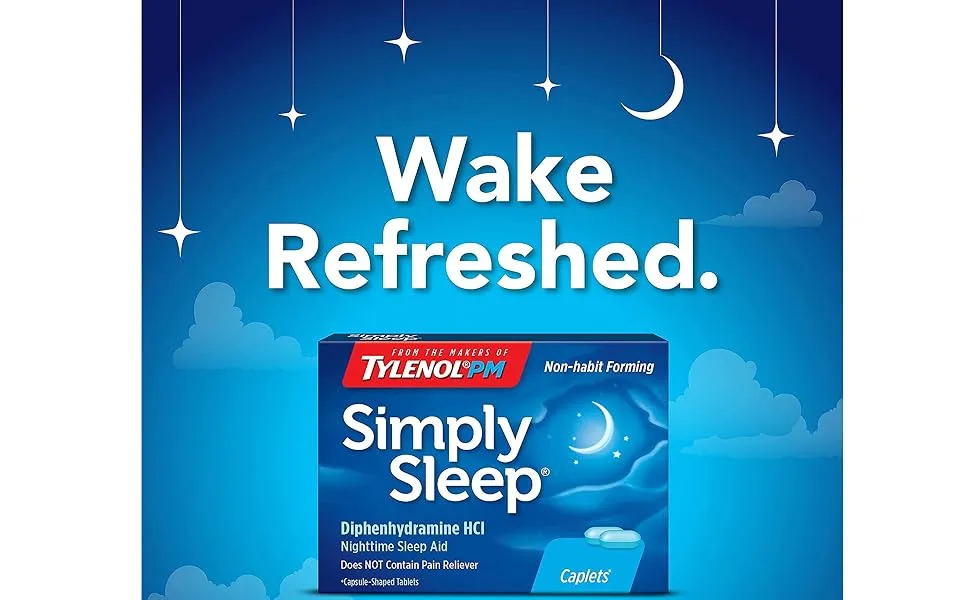 Simply Sleep Nighttime Sleep Aid Caplets with 25 mg Diphenhydramine HCl, Non-Habit Forming, 100 ct - product information 2