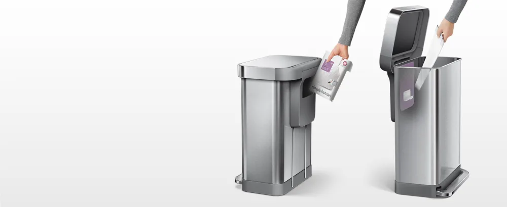 simplehuman Code K Custom Fit Drawstring Trash Bags in Dispenser Packs, 60 Count, 35-45 Liter / 9.2-12 Gallon, White White 60 Liners - built in liner pocket