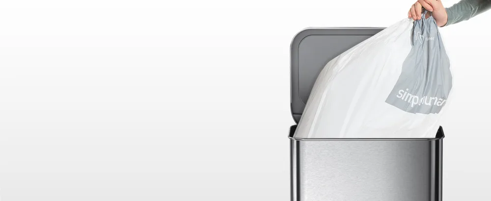 simplehuman Code J Custom Fit Drawstring Trash Bags in Dispenser Packs, 100 Count, 30-45 Liter / 8-12 Gallon, White White 100 Liners - no rip liner
