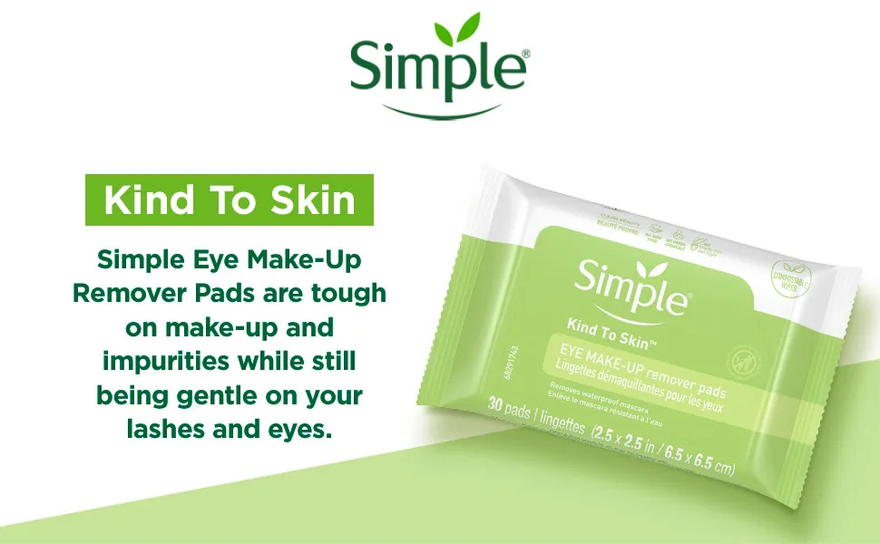Simple Eye Makeup Remover Pads Makeup Remover 30 count Makeup Remover Pads 30 Count (Pack of 1) - Simple Eye Make-Up Remover Pads Package