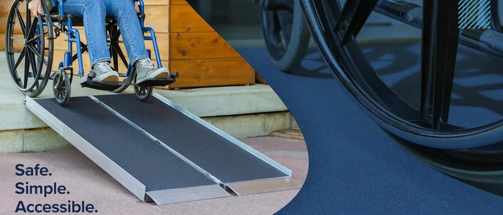 Silver Spring 2" High Aluminum Threshold Ramp, Punch Plate Surface, 12" L x 32" W 12" x 32" - Silver Spring brand story background