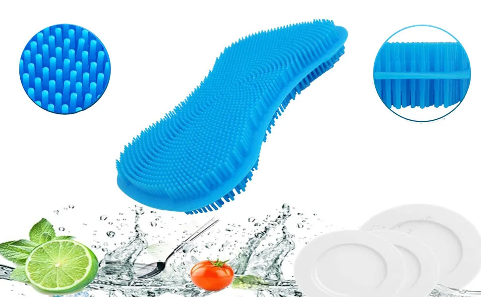 Silicone Sponge Dish Washing Kitchen Scrubber - Magic Food-Grade Dishes Multipurpose Better Sponges Non Stick Cleaning Smart Kitchen Gadgets Brush Accessories Red, Blue, Yellow - kitchen silicone dish sponge