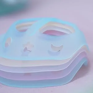 Silicone Mask Bracket for Kid - Small Size Face Bracket for Cloth Mask - 3D Mask Inner Support Frame Breathing Insert for Child (5 Pcs, Jelly Colors) - Facncy Hollow-carved Design