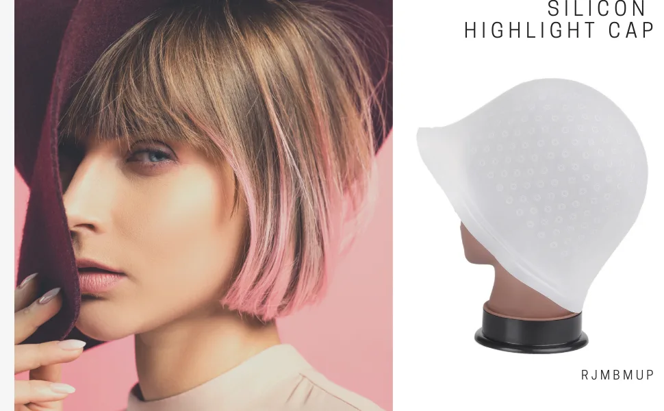 Silicone Highlight Caps Set for Color Hair 2 PCS Professional Reusable Highlighting Caps with Hooks & Salon Hairdressing Dyeing Staining Tools for Women Men - silicone highlight caps
