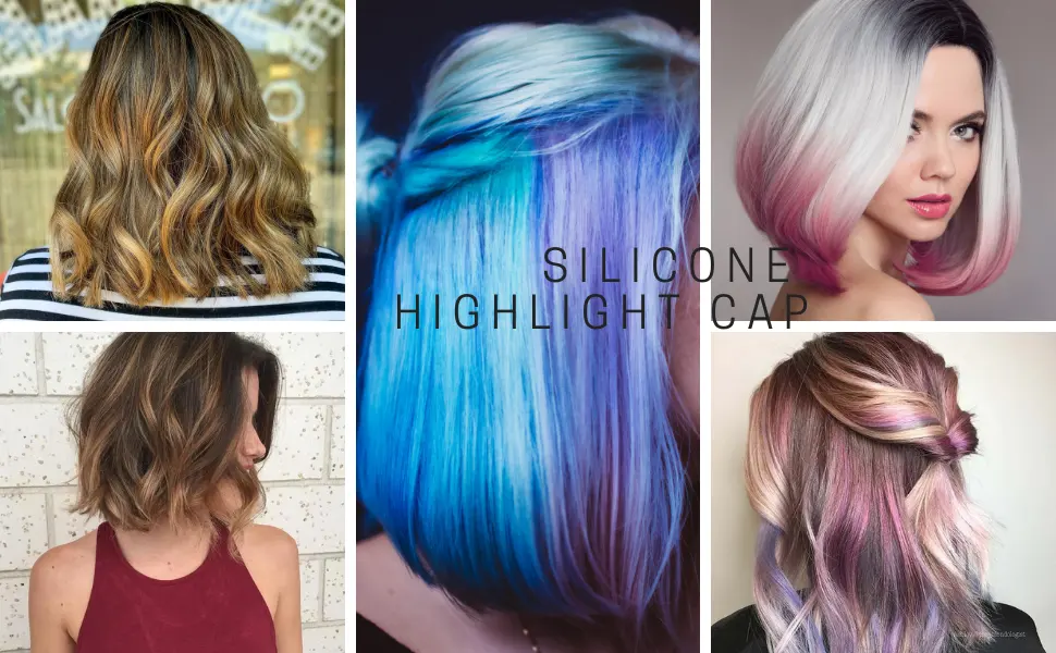 Silicone Highlight Caps Set for Color Hair 2 PCS Professional Reusable Highlighting Caps with Hooks & Salon Hairdressing Dyeing Staining Tools for Women Men - SILICONE HIGHLIGHT SET