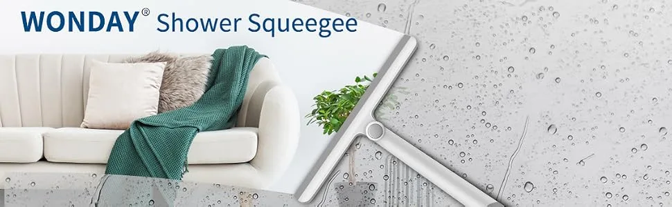 Shower Squeegee for Shower Doors, Shower Squeegee for Glass Doors, Bathroom, Mirrors, Windows Cars and Tile Walls, Silicone Handle Shower Squeegee 12 Inch (Grey,2 Pack) Gray+gray - product information 10