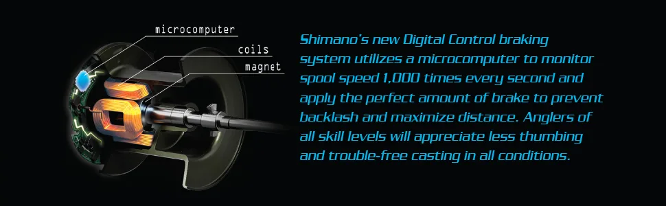 Shimano CURADO DC, LowProfile Baitcasting Freshwater Fishing Reel 150 - Right Hand - High Gear - automatic braking fishing reel