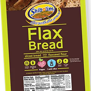 Shibolim FlaxSeed Bread (1 Pound) Low Carb, Zero Net Carbs Per Serving, Keto Friendly, Rich in Fiber & Protein, Vegan 1 Pound (Pack of 1) - Flax Bread
