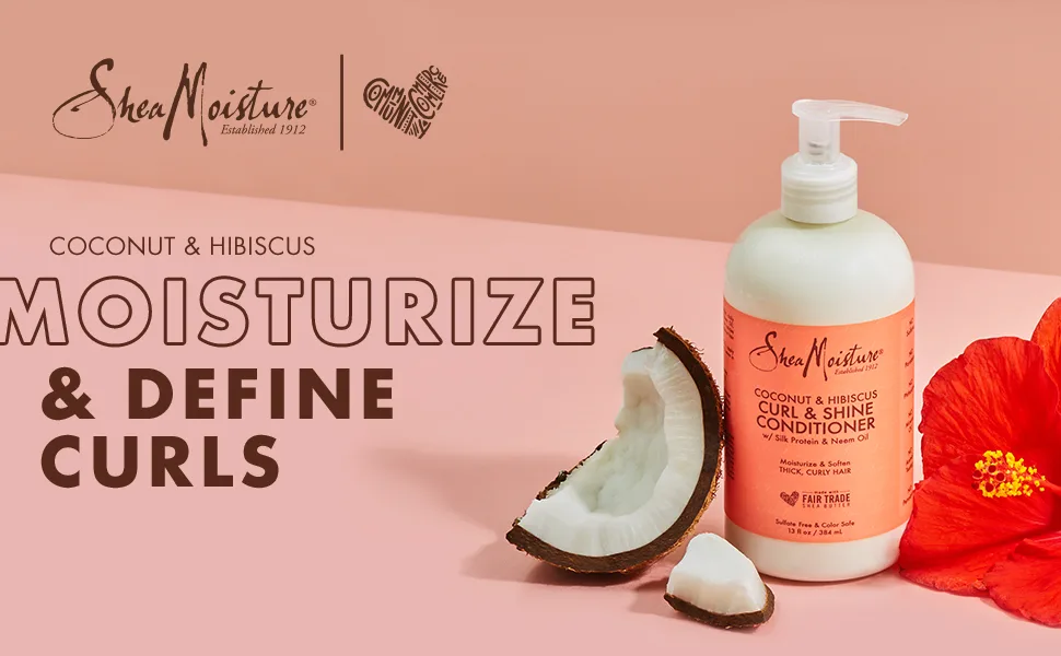 SheaMoisture Curl & Shine Conditioner Coconut & Hibiscus, for Thick, Curly Hair to Moisturize & Soften, 13 oz - curls, coconut, moisturize