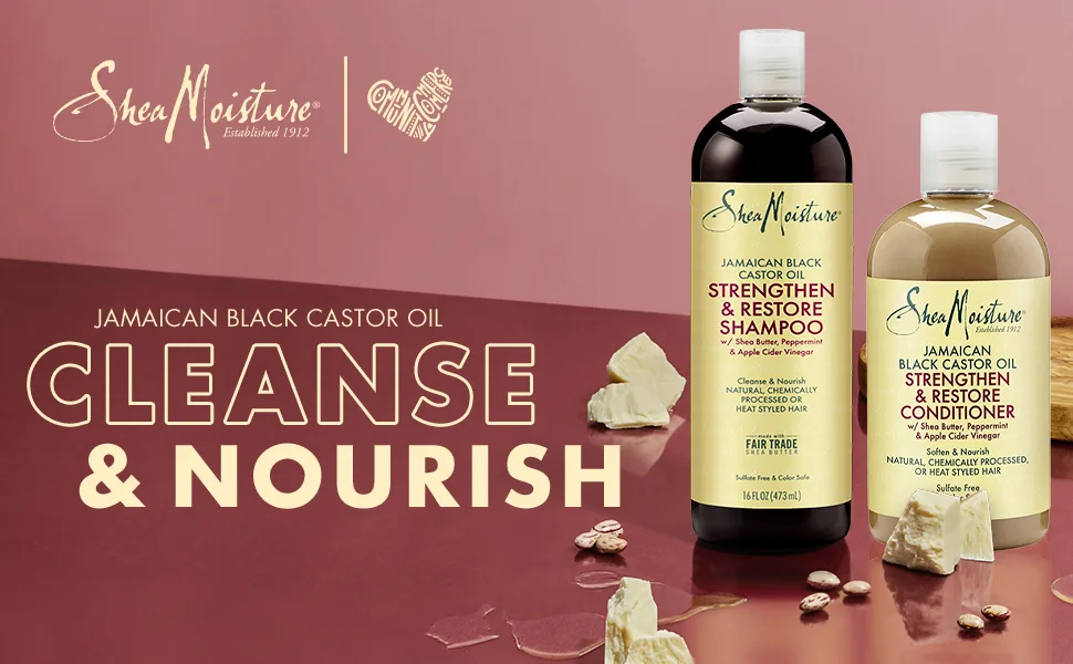 Shea Moisture Strengthen, Grow & Restore Shampoo and Conditioner Set, Jamaican Black Castor Oil Combination Pack, 16 oz Shampoo & 13 oz. Conditioner - B0157K2GZO