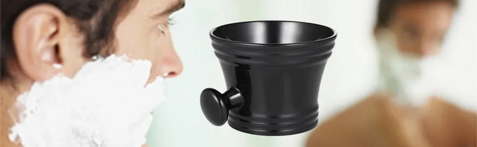 Shaving Mug Anself Man's Plastic Shaving Bowl with Handle Soup Bowl Barber Cleaning Soup Cup for Razor - Shaving Mug