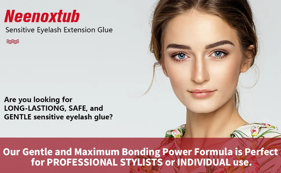 Sensitive Eyelash Extension Glue, Lash Glue for Eyelash Extensions, Eyelash Glue for Sensitive Eyes, 6-7 Weeks Retention Professional & Individual Lash Glue with Extra Strong Bond. 5 ml Black - lash glue for eyelash extensions