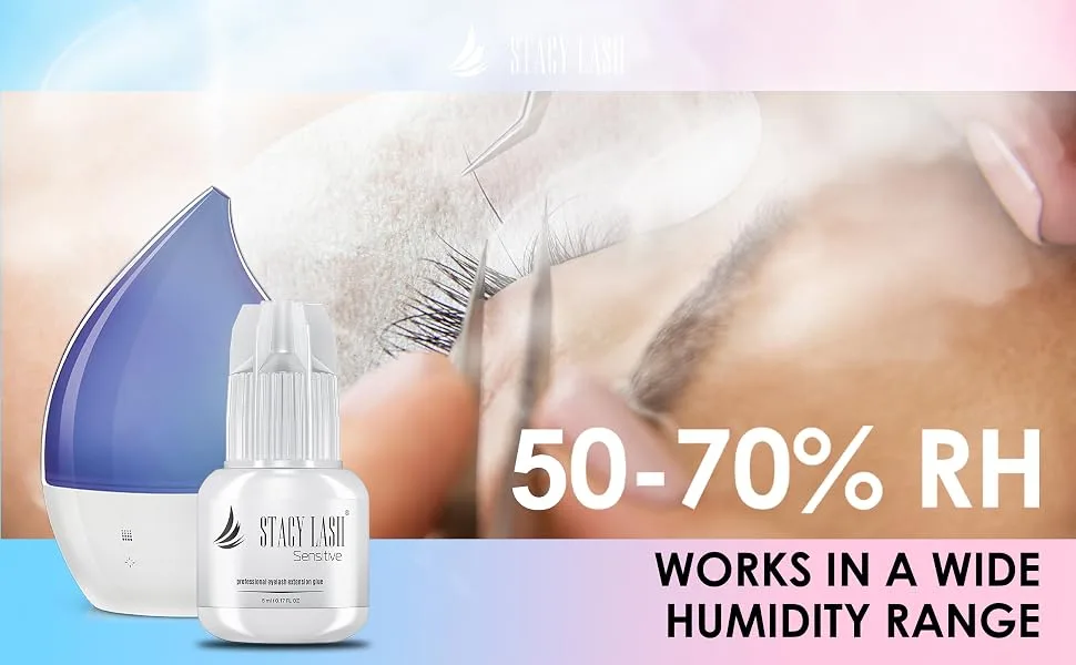 Sensitive Eyelash Extension Glue Stacy Lash 0.17fl.oz/5ml /Low Fume/ 5-6 Sec Drying time/Retention -5 Weeks/Professional Use Only Black Adhesive for Individual Semi-Permanent Eyelash Extensions 5 ml - product information 5