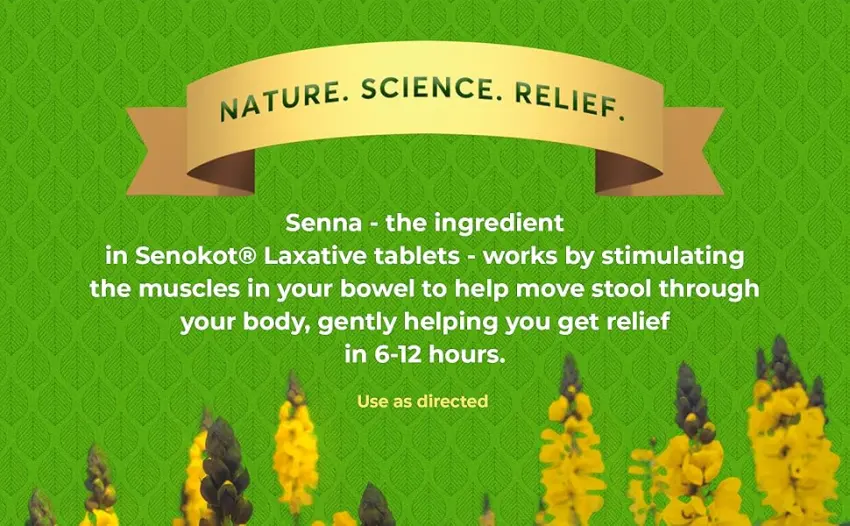 Senokot Regular Strength Tablets Natural Vegetable Laxative Ingredient, 50 Count 50 Count (Pack of 1) - The ingredient that stimulates muscles in your bowel to help move stool through your body