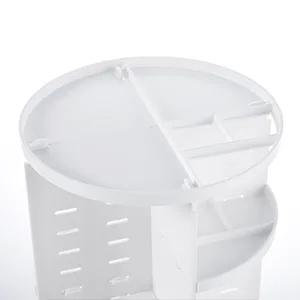 seinlife 360 Rotating Makeup Organizer,DIY Adjustable Spinning Holder,Foldable Cosmetic Storage Display box,Large Capacity Make up Caddy Shelf,Fits Countertop Vanity and Bathroom (WHITE) - white top