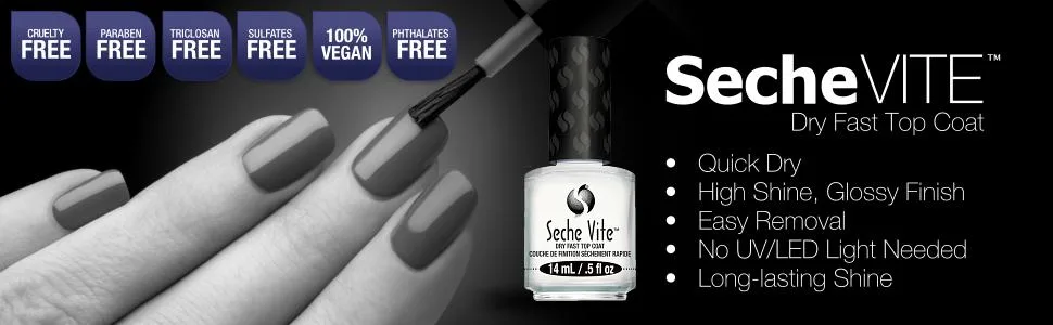 Seche Vite Dry Fast Top Nail Coat, Clear - .5 oz. oz 0.5 Fl Oz (Pack of 1) 0.5 o z - product information 3