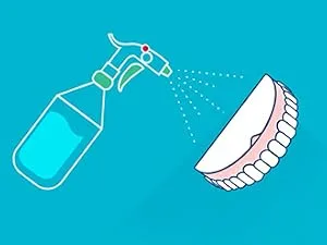 Sea Bond Secure Denture Adhesive Seals Lowers Original, Zinc Free, All Day Hold, Mess Free, 30 Count - Spray seal with spray bottle illustration