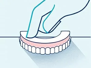 Sea Bond Secure Denture Adhesive Seals Lowers Original, Zinc Free, All Day Hold, Mess Free, 30 Count - Tap seal into place illustration