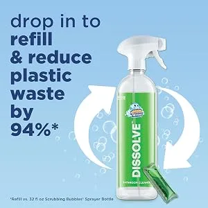 Scrubbing Bubbles Dissolve Concentrated Pod Bathroom Cleaner, Starter Kit, 1 Reusable Bottle, 3 Concentrated Dissolvable Pods - reduce plastic