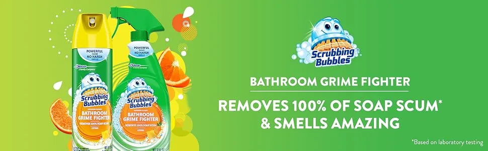 Scrubbing Bubbles Bathroom Grime Fighter Aerosol, Citrus, 20 oz - Bathroom Grime Fighter.