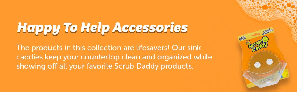 Scrub Daddy Sponge Holder - Sponge Caddy - Suction Sponge Holder, Sink Organizer for Kitchen and Bathroom, Self Draining, Easy to Clean Dishwasher Safe, Universal for Sponges and Scrubbers - Happy to help accessories Soap Daddy sink caddies clean organized Scrub Daddy