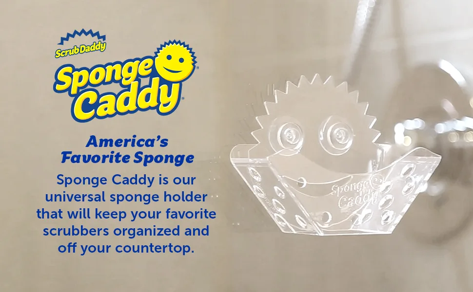 Scrub Daddy Sponge Holder - Sponge Caddy - Suction Sponge Holder, Sink Organizer for Kitchen and Bathroom, Self Draining, Easy to Clean Dishwasher Safe, Universal for Sponges and Scrubbers - sponge holder for sink dish sponges scouring pads scrubbers cleaning tools smiley soap dish scrub