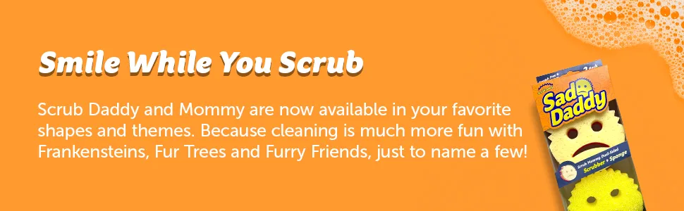 Scrub Daddy Sad Mommy and Daddy (2ct) - Smile While You Scrub Sad Daddy fun themed shapes