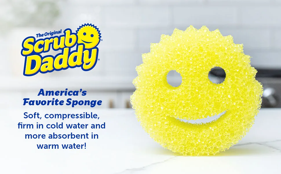Scrub Daddy Original Scratch Free FlexTexture Scrubbing Sponge, Yellow 1 Count (Pack of 1) Original (Yellow) - scrub daddy sponges for dishes kitchen sponge scrubber scouring pads esponjas para lavar platos soap