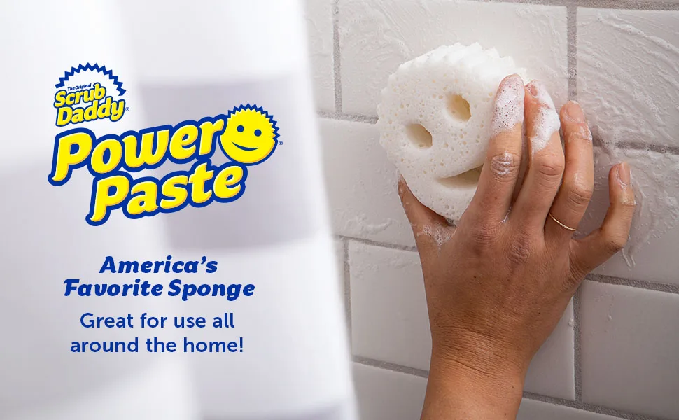 Scrub Daddy All Purpose Cleaning Paste Kit- PowerPaste - Natural Cleaning Product, Non-Toxic, Multi-Surface, Includes PowerPaste and Dye-Free Scrub Mommy Dual-Sided Scrubber - 1ct 2 Piece Set - sponges for dishes dish scrubber dish sponges kitchen sponges and scrubbers reusable sponges