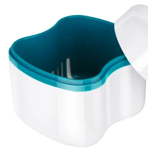 Scotte Denture Case,Dentures Box,Denture Brush Retainer Case,Denture Cups Bath,Dentures Container with Basket Denture Holder for Travel,Retainer Cleaning Case (Green) - product information 3